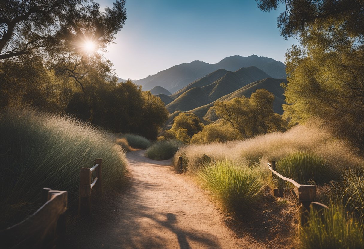 sunny path between many different plants