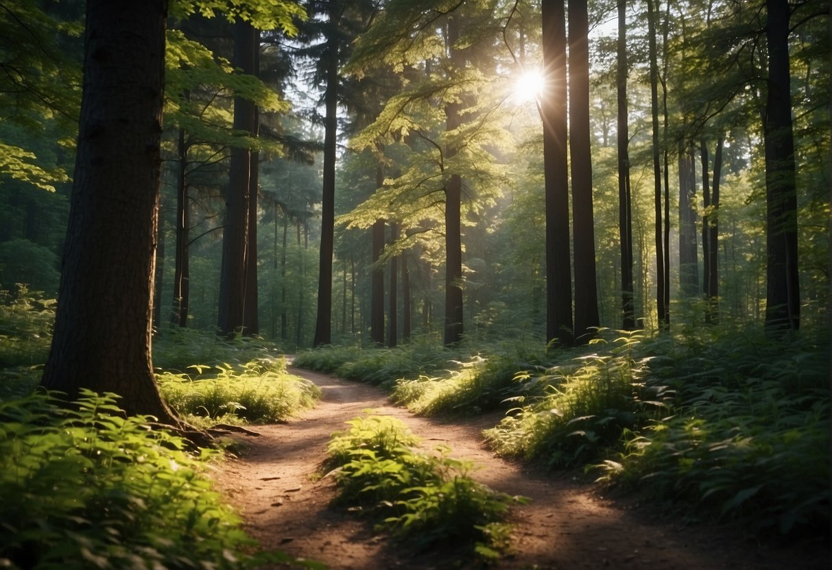 deep forest with a dirt pathway