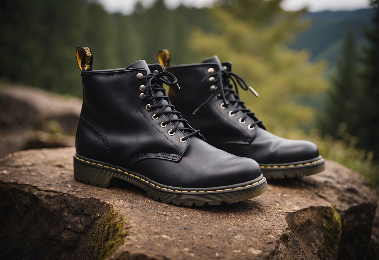 hiking shoes in the forest