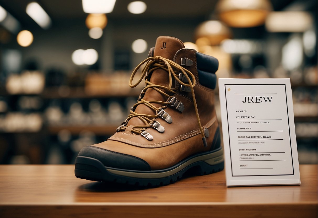 a hiking boot standing a shop.