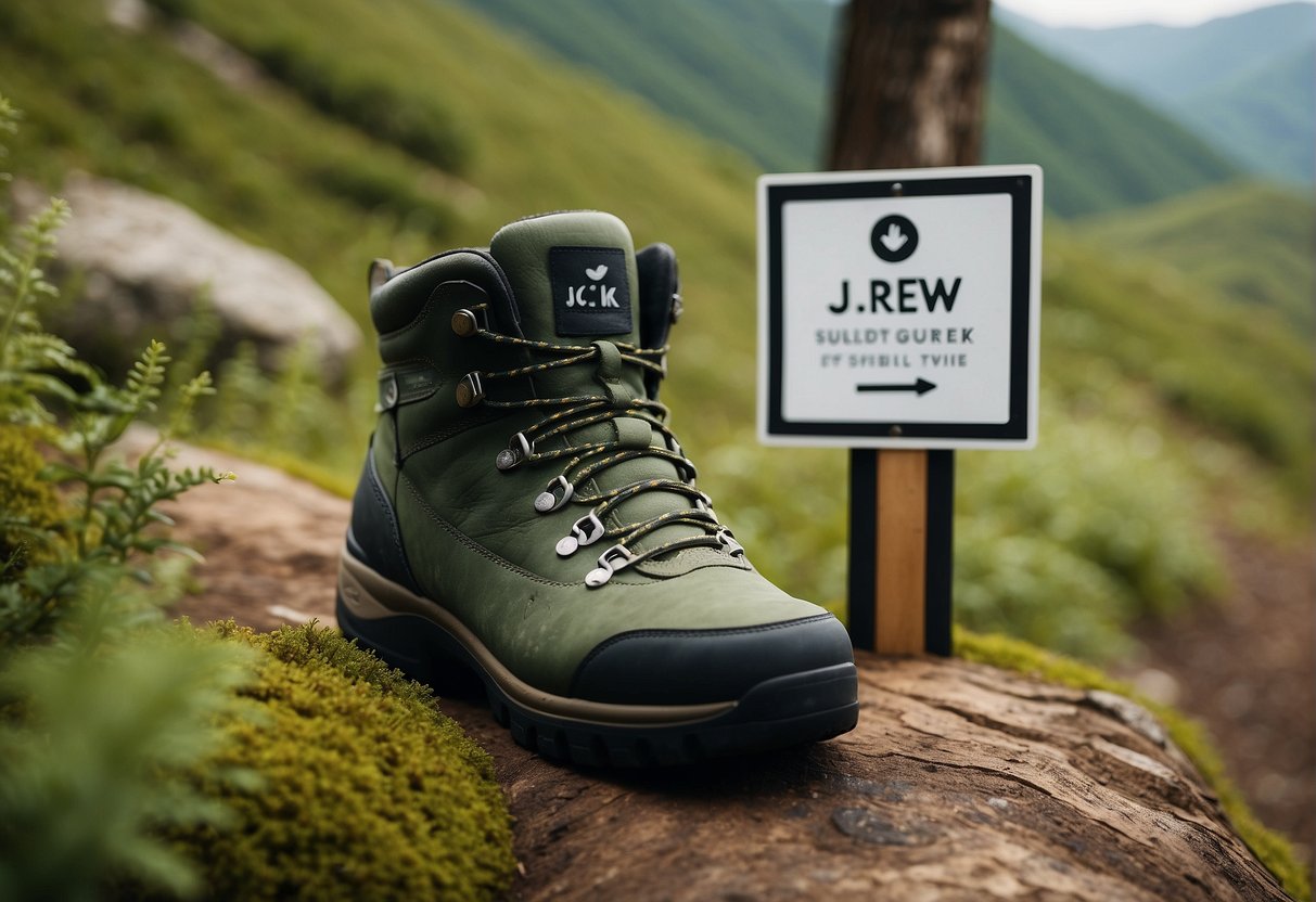 a single boot in the forest with a shield
