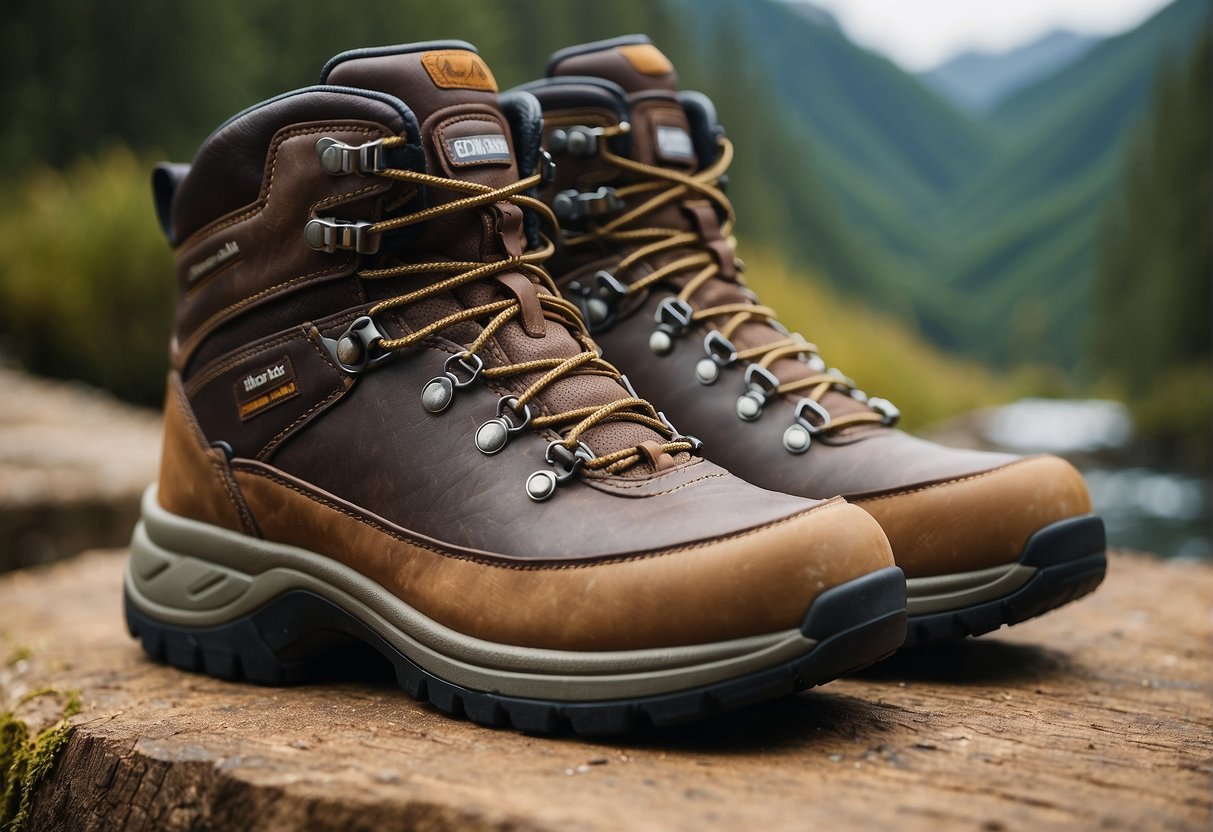 A pair of Orthofeet hiking boots displayed with a list of frequently asked questions surrounding them